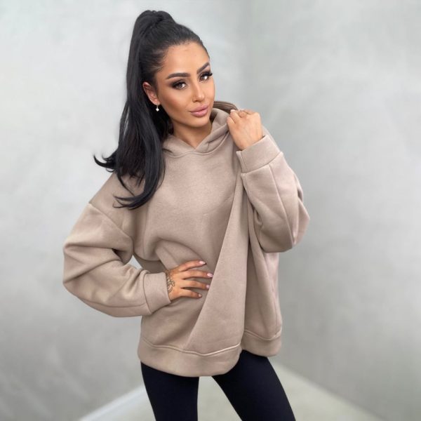 elegancka bluza oversize hoodie beżowa sklep butik odzieżowy dla kobiet eko DIVEKO