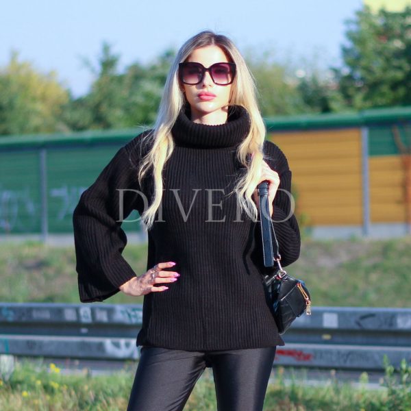Sweter z golfem Oversize czarny - obrazek 3